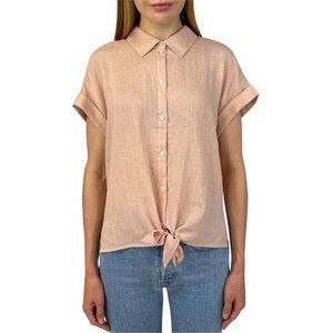Jachs Girlfriend Button Down Linen Blend Shirt